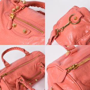 極美品 BALENCIAGA バレンシアガ Classic Mini Twiggy クラシック ミニ ツィギー 2WAYバッグ 331684 レザー ピンク ゴールド金具 中古 4a007138