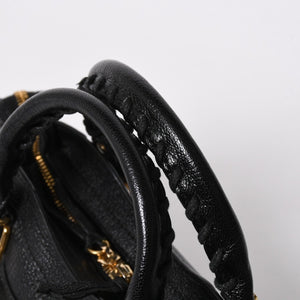 極美品 BALENCIAGA バレンシアガ クラシック メタリック エッジ ミニ シティ 2WAYバッグ 390160 レザー ブラック 中古 4a007139