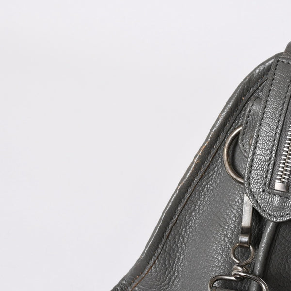 BALENCIAGA バレンシアガ メタリック エッジ シティ ハンドバッグ 2WAY 432831 レザー グレー ゴールド金具 美品 中古 4a007190