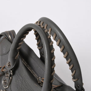 BALENCIAGA バレンシアガ メタリック エッジ シティ ハンドバッグ 2WAY 432831 レザー グレー ゴールド金具 美品 中古 4a007190