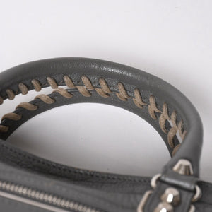 BALENCIAGA バレンシアガ メタリック エッジ シティ ハンドバッグ 2WAY 432831 レザー グレー ゴールド金具 美品 中古 4a007190