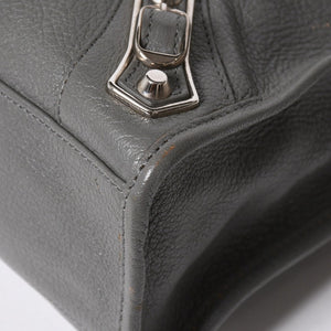 BALENCIAGA バレンシアガ メタリック エッジ シティ ハンドバッグ 2WAY 432831 レザー グレー ゴールド金具 美品 中古 4a007190