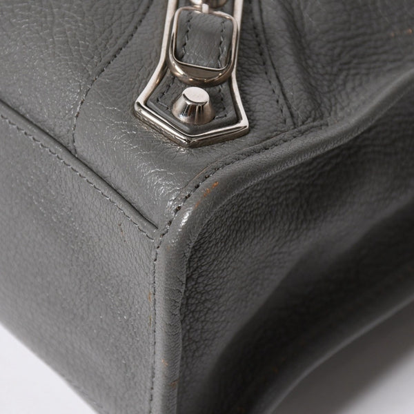 BALENCIAGA バレンシアガ メタリック エッジ シティ ハンドバッグ 2WAY 432831 レザー グレー ゴールド金具 美品 中古 4a007190