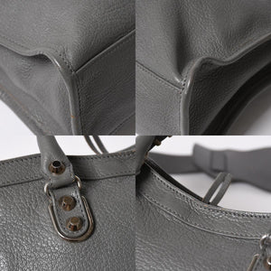 BALENCIAGA バレンシアガ メタリック エッジ シティ ハンドバッグ 2WAY 432831 レザー グレー ゴールド金具 美品 中古 4a007190