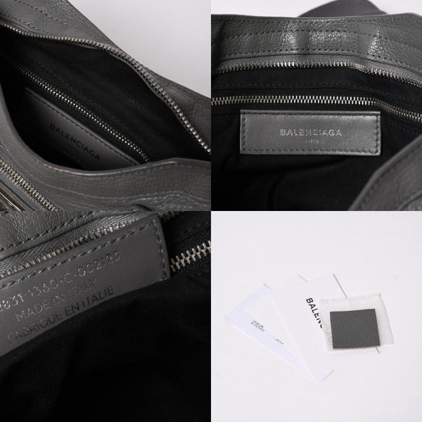 BALENCIAGA バレンシアガ メタリック エッジ シティ ハンドバッグ 2WAY 432831 レザー グレー ゴールド金具 美品 中古 4a007190