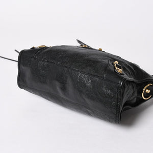 BALENCIAGA バレンシアガ クラシック シティ スモール ハンドバッグ 431621 レザー ブラック ゴールド金具 美品 中古 4a007140