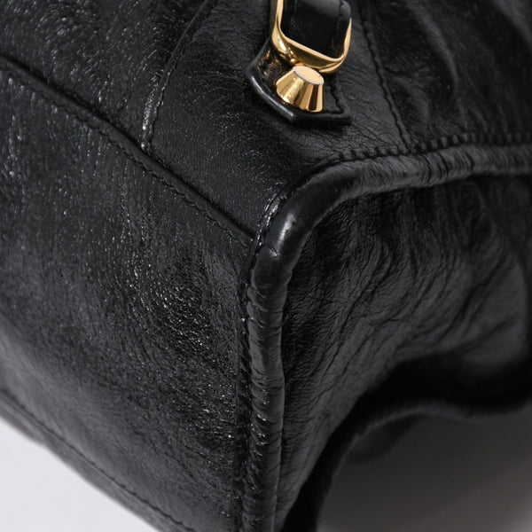 BALENCIAGA バレンシアガ クラシック シティ スモール ハンドバッグ 431621 レザー ブラック ゴールド金具 美品 中古 4a007140