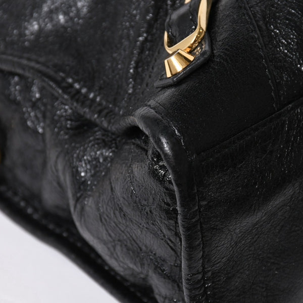 BALENCIAGA バレンシアガ クラシック シティ スモール ハンドバッグ 431621 レザー ブラック ゴールド金具 美品 中古 4a007140