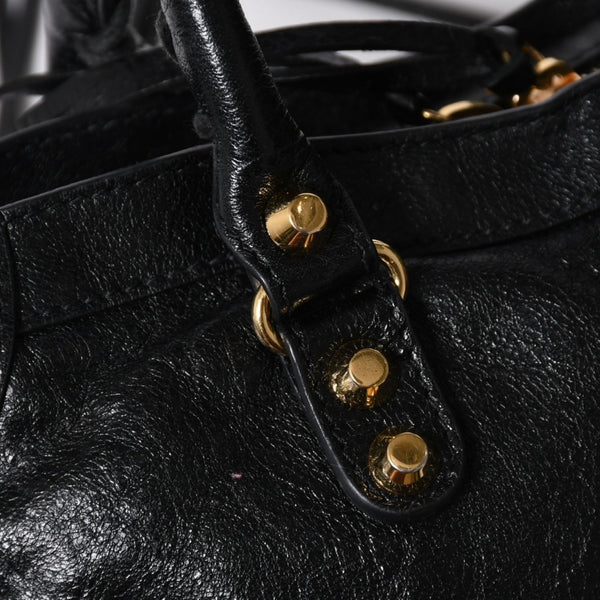 BALENCIAGA バレンシアガ クラシック シティ スモール ハンドバッグ 431621 レザー ブラック ゴールド金具 美品 中古 4a007140