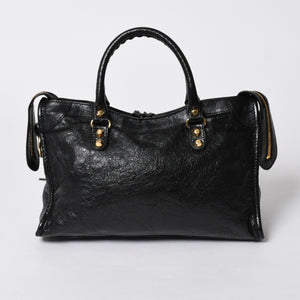 BALENCIAGA バレンシアガ クラシック シティ スモール ハンドバッグ 431621 レザー ブラック ゴールド金具 美品 中古 4a007140