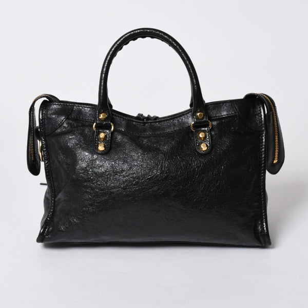BALENCIAGA バレンシアガ クラシック シティ スモール ハンドバッグ 431621 レザー ブラック ゴールド金具 美品 中古 4a007140