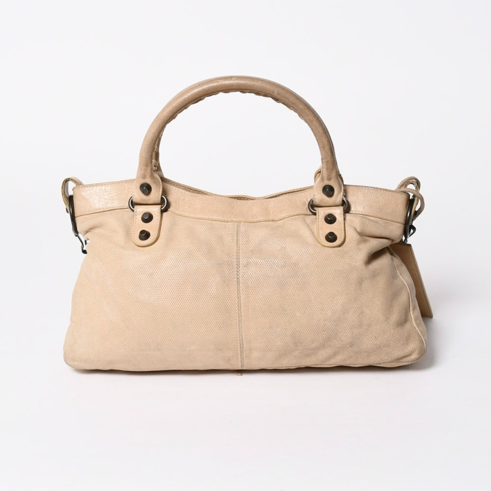 BALENCIAGA バレンシアガ ザ ファースト 2WAY ハンドバッグ ショルダーバッグ ベージュ ブロンズ金具 103208 美品 中古 4a007142