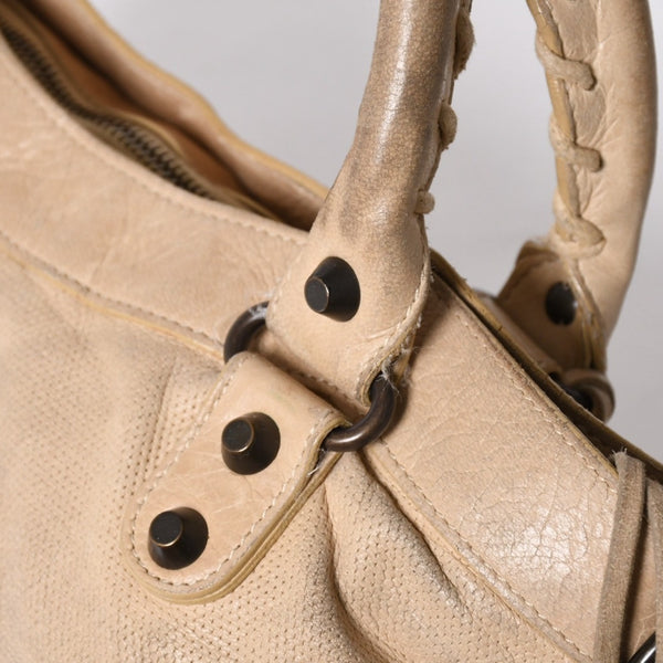 BALENCIAGA バレンシアガ ザ ファースト 2WAY ハンドバッグ ショルダーバッグ ベージュ ブロンズ金具 103208 美品 中古 4a007142
