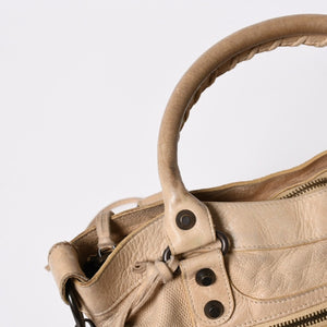 BALENCIAGA バレンシアガ ザ ファースト 2WAY ハンドバッグ ショルダーバッグ ベージュ ブロンズ金具 103208 美品 中古 4a007142