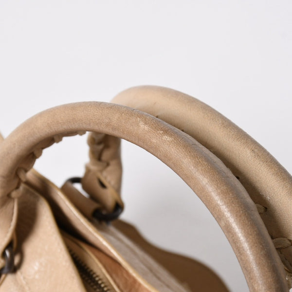 BALENCIAGA バレンシアガ ザ ファースト 2WAY ハンドバッグ ショルダーバッグ ベージュ ブロンズ金具 103208 美品 中古 4a007142