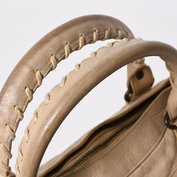 BALENCIAGA バレンシアガ ザ ファースト 2WAY ハンドバッグ ショルダーバッグ ベージュ ブロンズ金具 103208 美品 中古 4a007142