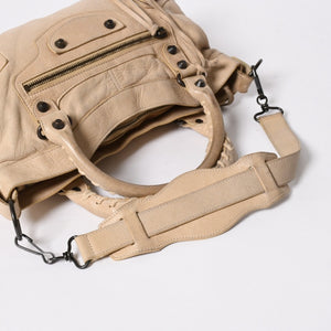 BALENCIAGA バレンシアガ ザ ファースト 2WAY ハンドバッグ ショルダーバッグ ベージュ ブロンズ金具 103208 美品 中古 4a007142