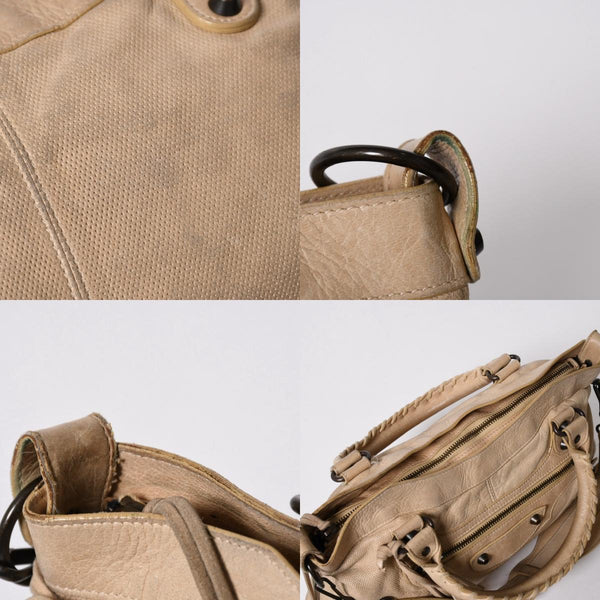 BALENCIAGA バレンシアガ ザ ファースト 2WAY ハンドバッグ ショルダーバッグ ベージュ ブロンズ金具 103208 美品 中古 4a007142
