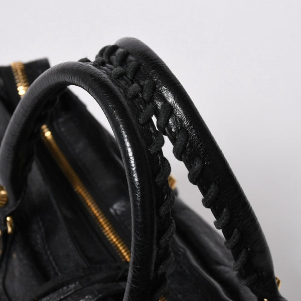 BALENCIAGA バレンシアガ クラシック シティ スモール ハンドバッグ 431621 レザー ブラック ゴールド金具 美品 中古 4a007140