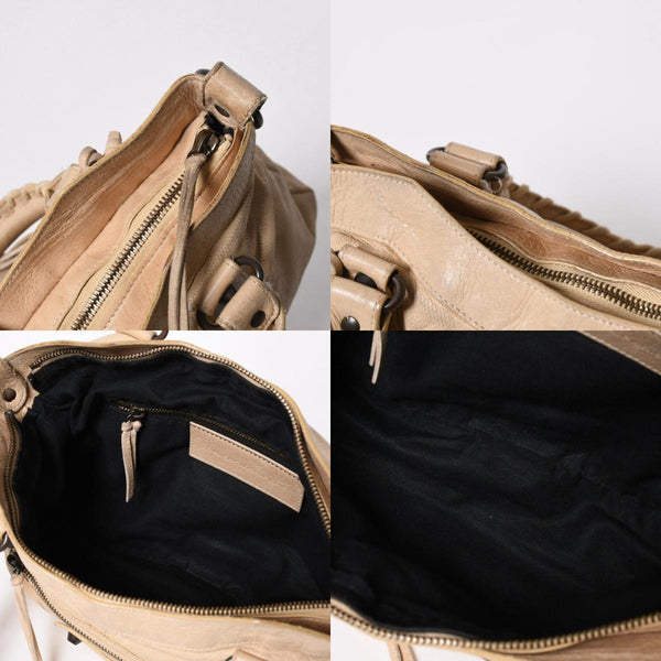 BALENCIAGA バレンシアガ ザ ファースト 2WAY ハンドバッグ ショルダーバッグ ベージュ ブロンズ金具 103208 美品 中古 4a007142