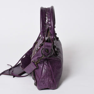 BALENCIAGA バレンシアガ ザ ファースト ハンドバッグ 103208 2WAY ショルダーバッグ パープル レザー ブロンズ金具 美品 中古 4a007213