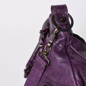 BALENCIAGA バレンシアガ ザ ファースト ハンドバッグ 103208 2WAY ショルダーバッグ パープル レザー ブロンズ金具 美品 中古 4a007213