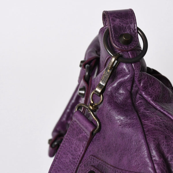 BALENCIAGA バレンシアガ ザ ファースト ハンドバッグ 103208 2WAY ショルダーバッグ パープル レザー ブロンズ金具 美品 中古 4a007213