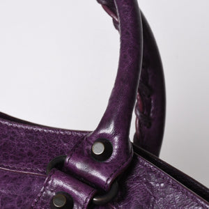 BALENCIAGA バレンシアガ ザ ファースト ハンドバッグ 103208 2WAY ショルダーバッグ パープル レザー ブロンズ金具 美品 中古 4a007213