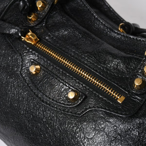 BALENCIAGA バレンシアガ クラシック シティ スモール ハンドバッグ 431621 レザー ブラック ゴールド金具 美品 中古 4a007140