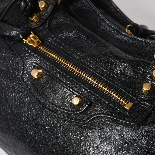 BALENCIAGA バレンシアガ クラシック シティ スモール ハンドバッグ 431621 レザー ブラック ゴールド金具 美品 中古 4a007140