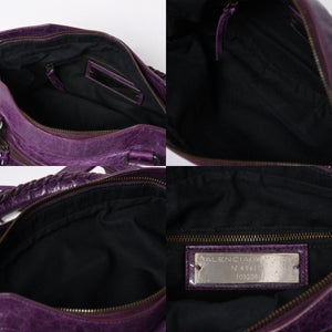 BALENCIAGA バレンシアガ ザ ファースト ハンドバッグ 103208 2WAY ショルダーバッグ パープル レザー ブロンズ金具 美品 中古 4a007213