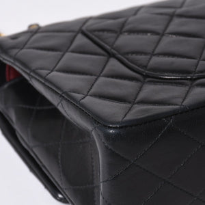 Very Good Condition CHANEL Chanel Matelasse 25 W Flap W Chain Shoulder Bag A2800 2nd Series Coco Mark Lambskin Black Used 4a000715