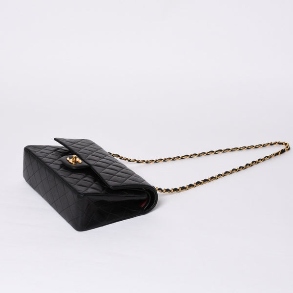Very Good Condition CHANEL Chanel Matelasse 25 W Flap W Chain Shoulder Bag A2800 2nd Series Coco Mark Lambskin Black Used 4a000715