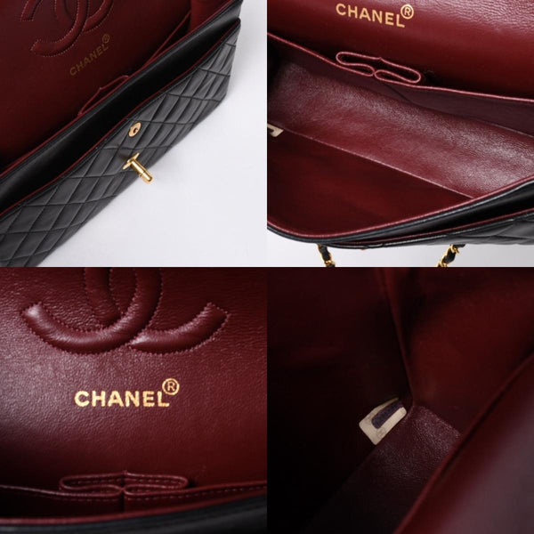 Very Good Condition CHANEL Chanel Matelasse 25 W Flap W Chain Shoulder Bag A2800 2nd Series Coco Mark Lambskin Black Used 4a000715