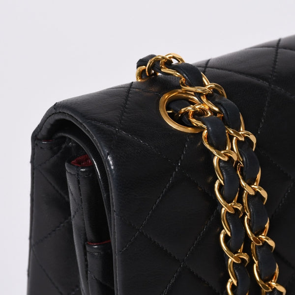 Very Good Condition CHANEL Chanel Matelasse 25 W Flap W Chain Shoulder Bag A2800 2nd Series Coco Mark Lambskin Black Used 4a000715