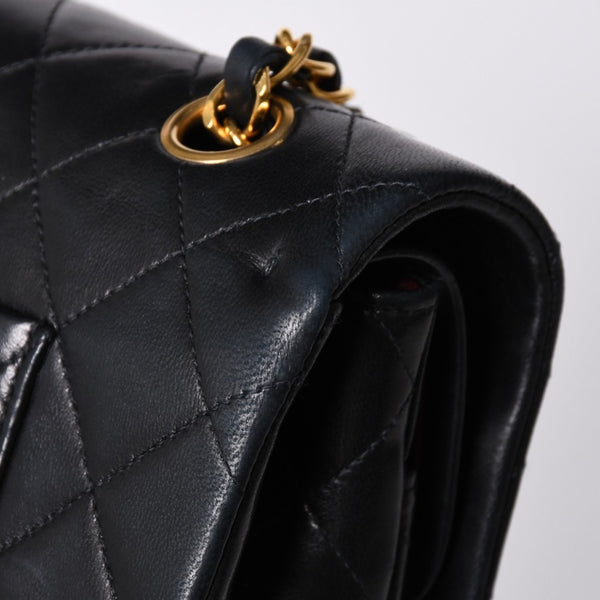 Very Good Condition CHANEL Chanel Matelasse 25 W Flap W Chain Shoulder Bag A2800 2nd Series Coco Mark Lambskin Black Used 4a000715