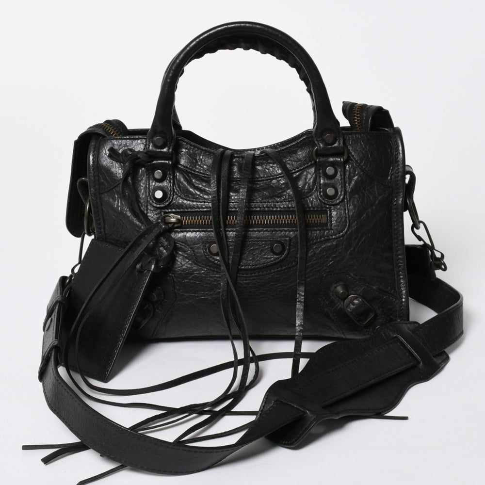 BALENCIAGA バレンシアガ ル シティ Le City バッグ ミニ 300295 ハンドバッグ 2WAY ショルダーバッグ ブラック ブロンズ金具 美品 中古 4a007151