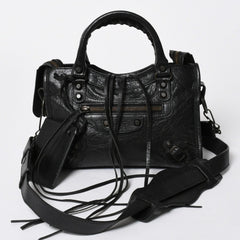 BALENCIAGA バレンシアガ ル シティ Le City バッグ ミニ 300295 ハンドバッグ 2WAY ショルダーバッグ ブラック ブロンズ金具 美品 中古 4a007151