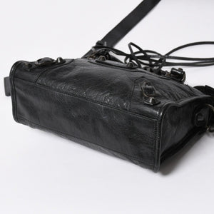 BALENCIAGA バレンシアガ ル シティ Le City バッグ ミニ 300295 ハンドバッグ 2WAY ショルダーバッグ ブラック ブロンズ金具 美品 中古 4a007151