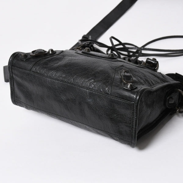 BALENCIAGA バレンシアガ ル シティ Le City バッグ ミニ 300295 ハンドバッグ 2WAY ショルダーバッグ ブラック ブロンズ金具 美品 中古 4a007151