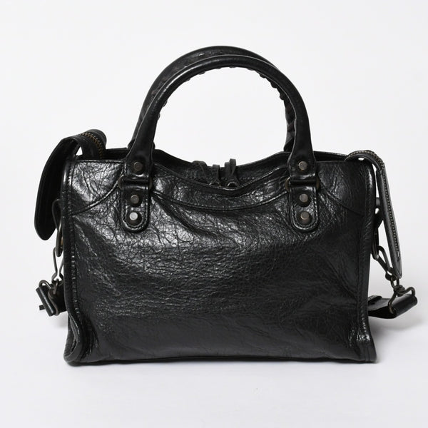 BALENCIAGA バレンシアガ ル シティ Le City バッグ ミニ 300295 ハンドバッグ 2WAY ショルダーバッグ ブラック ブロンズ金具 美品 中古 4a007151