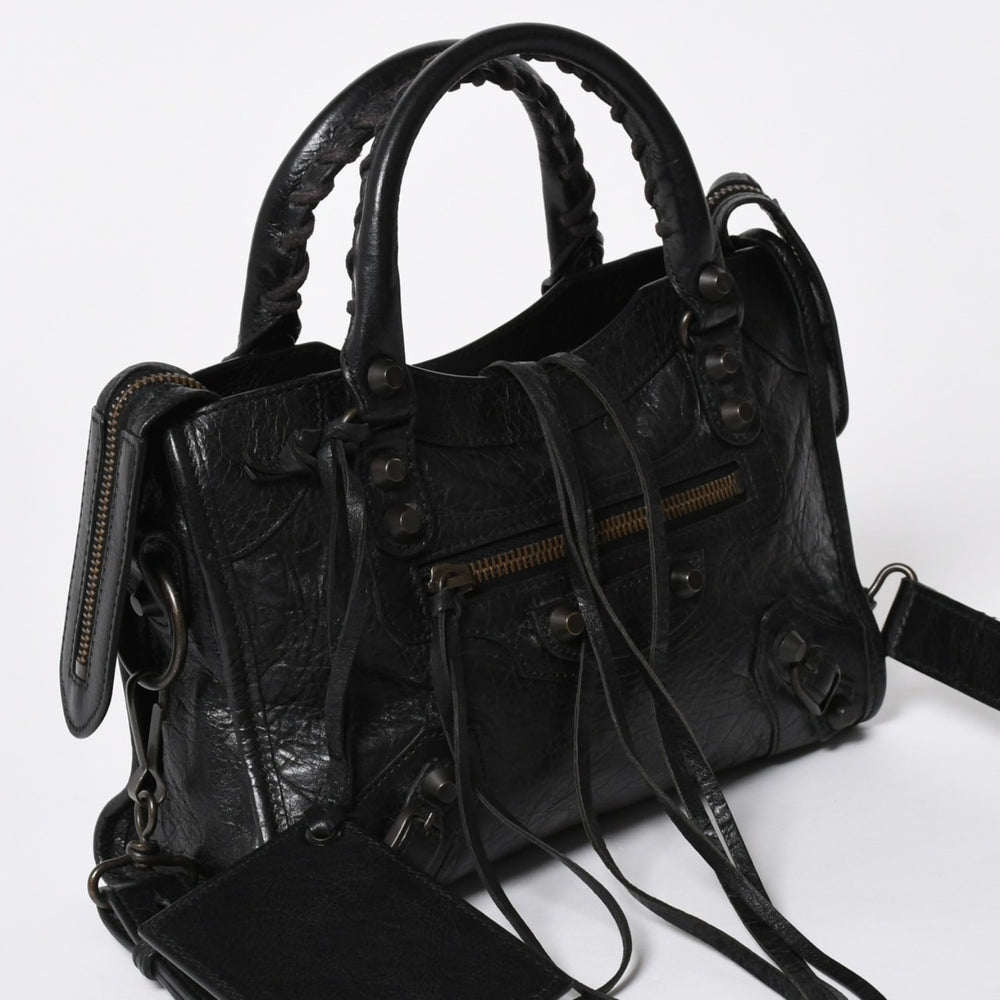 BALENCIAGA バレンシアガ ル シティ Le City バッグ ミニ 300295 ハンドバッグ 2WAY ショルダーバッグ ブラック ブロンズ金具 美品 中古 4a007151