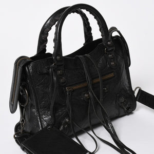 BALENCIAGA バレンシアガ ル シティ Le City バッグ ミニ 300295 ハンドバッグ 2WAY ショルダーバッグ ブラック ブロンズ金具 美品 中古 4a007151