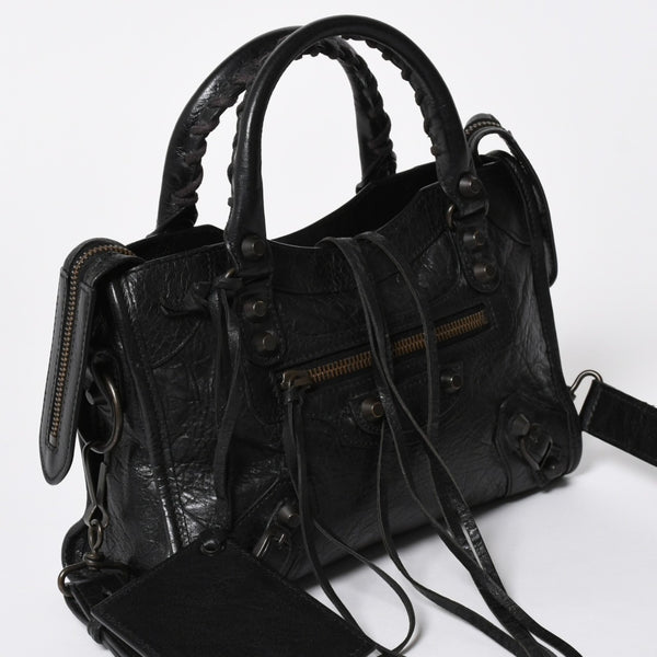 BALENCIAGA バレンシアガ ル シティ Le City バッグ ミニ 300295 ハンドバッグ 2WAY ショルダーバッグ ブラック ブロンズ金具 美品 中古 4a007151