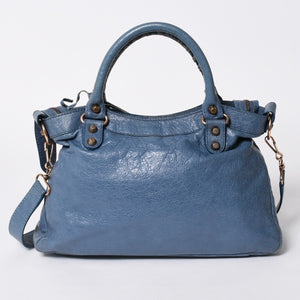 BALENCIAGA バレンシアガ 2WAY ハンドバッグ ショルダーバッグ 240578 ターコイズブルー ブルー ブロンズ金具 美品 中古 4a007058