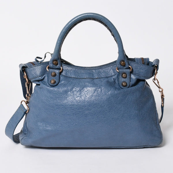 BALENCIAGA バレンシアガ 2WAY ハンドバッグ ショルダーバッグ 240578 ターコイズブルー ブルー ブロンズ金具 美品 中古 4a007058