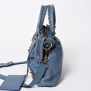 BALENCIAGA バレンシアガ 2WAY ハンドバッグ ショルダーバッグ 240578 ターコイズブルー ブルー ブロンズ金具 美品 中古 4a007058