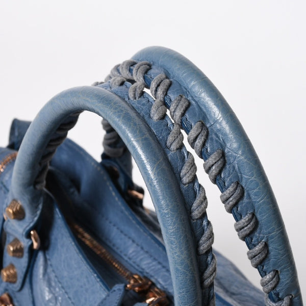 BALENCIAGA バレンシアガ 2WAY ハンドバッグ ショルダーバッグ 240578 ターコイズブルー ブルー ブロンズ金具 美品 中古 4a007058
