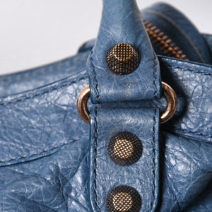 BALENCIAGA バレンシアガ 2WAY ハンドバッグ ショルダーバッグ 240578 ターコイズブルー ブルー ブロンズ金具 美品 中古 4a007058