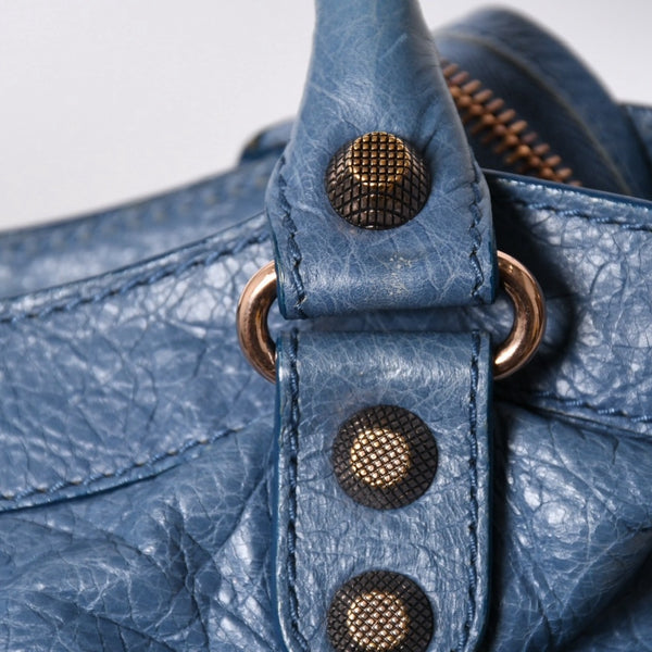 BALENCIAGA バレンシアガ 2WAY ハンドバッグ ショルダーバッグ 240578 ターコイズブルー ブルー ブロンズ金具 美品 中古 4a007058